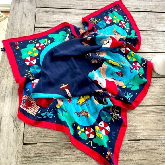 None Accessories - San Antonio City Pure Silk Scarf